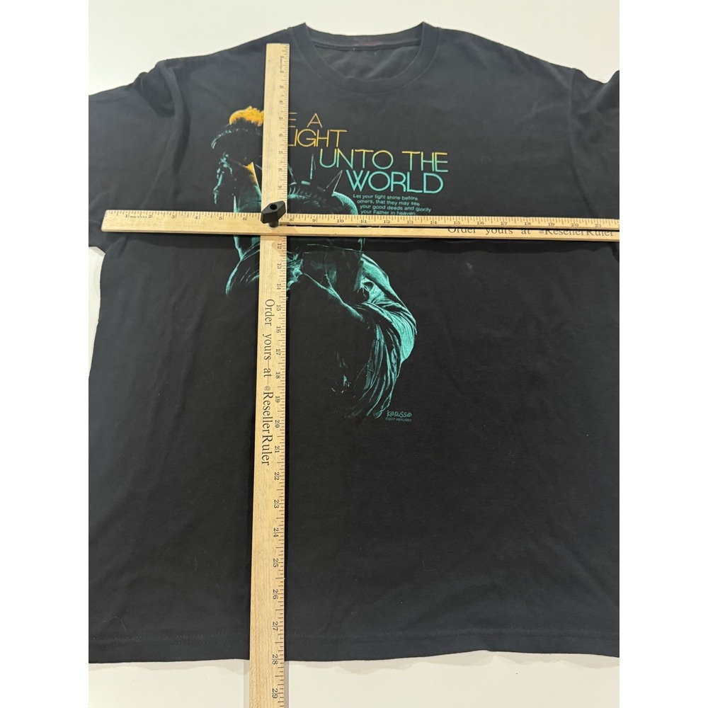 Jesus T Men's XL Be A Light Unto The World Matthew 5:16 Statue of Liberty Black - Picture 5 of 10
